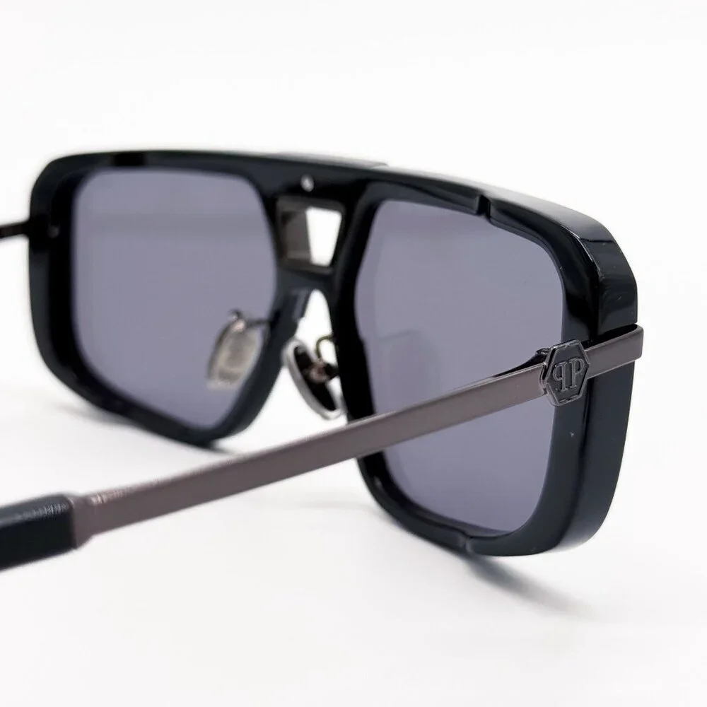 NEW PHILIPP PLEIN SUNGLASSES SPP008M 700X SHIELD BLACK MEN EYEWEAR PHILIPP PLEI